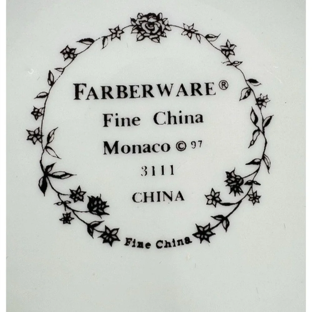 Farberware Monaco Cup & Saucer Set Fine China Floral Gold Trim White Vintage
